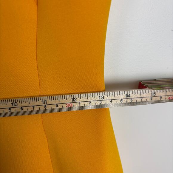 ASOS DESIGN Petite Gold Ruched Skater Mini Dress - 6P - Picture 7 of 9